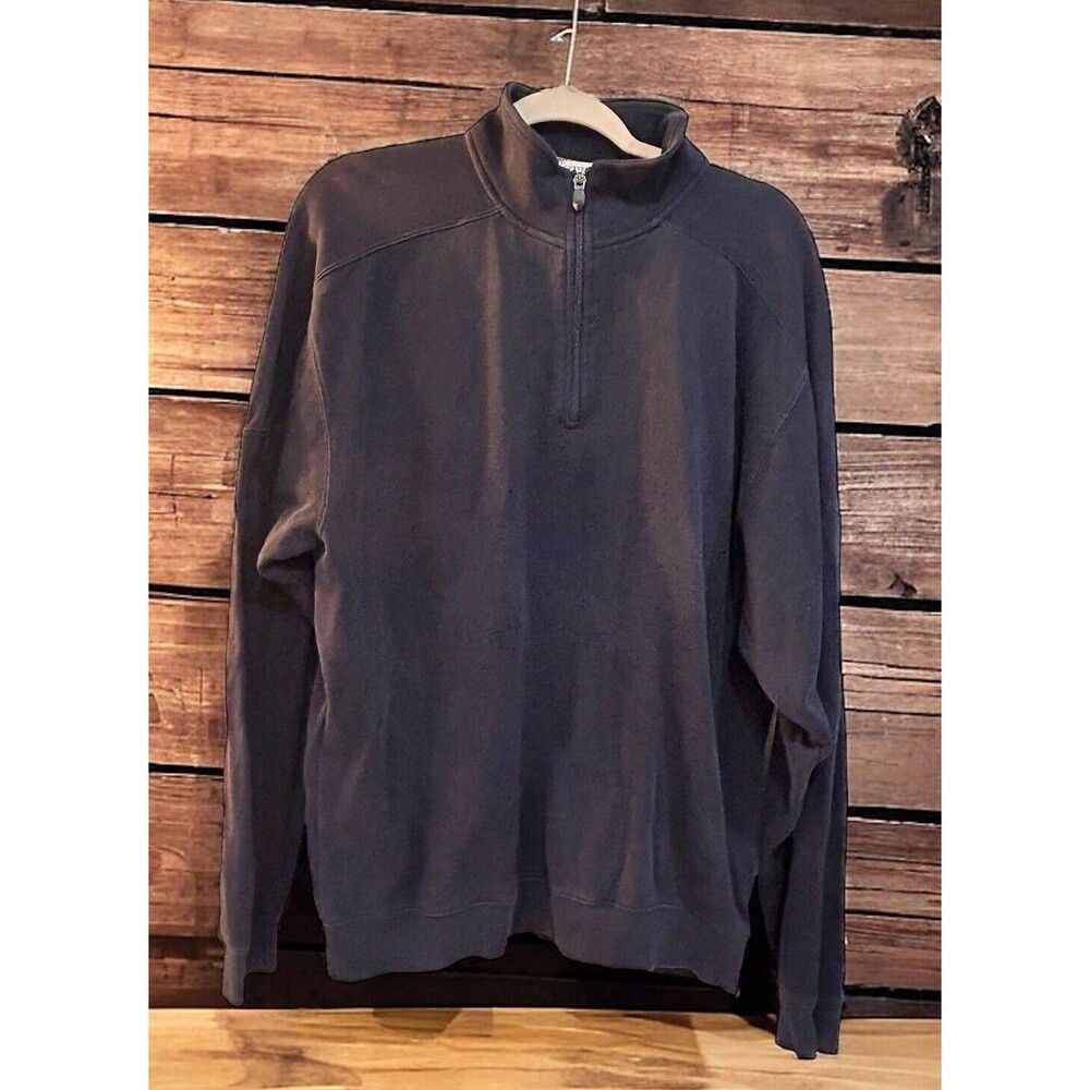 Cutter & Buck Sweater Mens L Navy Long Sleeve Pullover 1/4 Zip Mock Neck